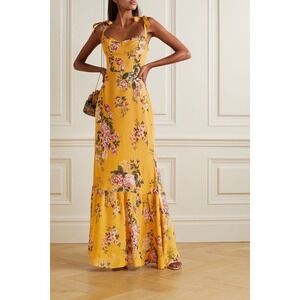 Reformation Jasen Floral Crepe Maxi Dress Yellow Size 4 Wedding Guest